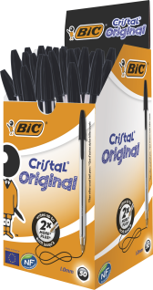 BIC Cristal Medium Black Ballpoint Pens Box 50