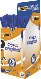 BIC Cristal Medium Blue Ballpoint Pens Box 50