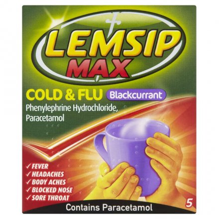Lemsip Max Cold and Flu Blackcurrant Max - 5 Pack