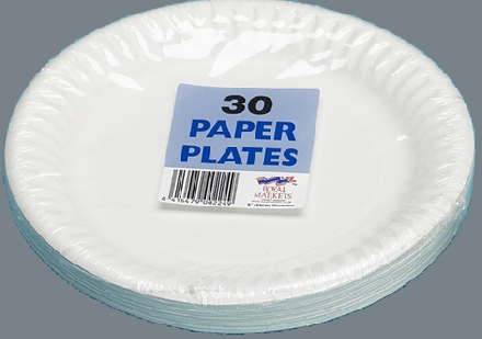 Royal Markets White Paper Plates 9in Pk30 C/34