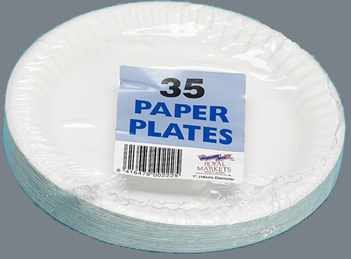 7"Royal Markets White Paper Plates Pk35 C/28