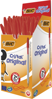 BIC Cristal Medium Red Ballpoint Pens Box 50