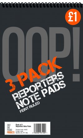 8 x 5 Inch Reporters Pad, 35 Sheets Per Pad, PM £1