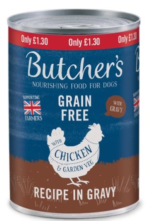BUTCHERS DOG FOOD CHICKEN IN GRAVY £1.30