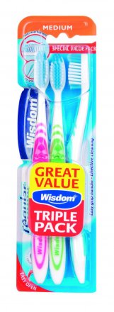 Wisdom Regular Plus Medium Toothbrush Triple Pack
