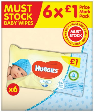 Huggies Pure Baby Wipes PM £1