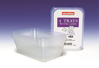 1000ml Plastic Tubs with Lids - 16 packs of 4