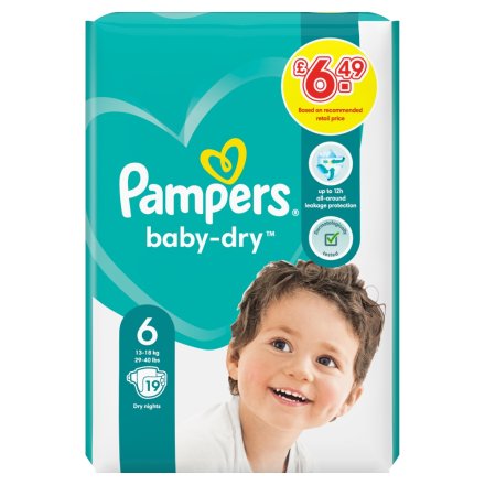 Pampers Baby-Dry  Nappies PM £6.49  Size 6,